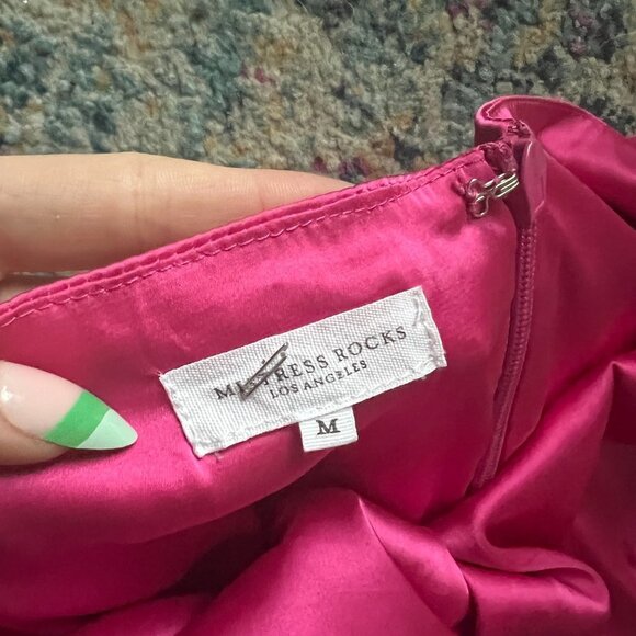 Mistress Rocks Hot Pink Satin Fitted Mini Dress - Picture 5 of 5